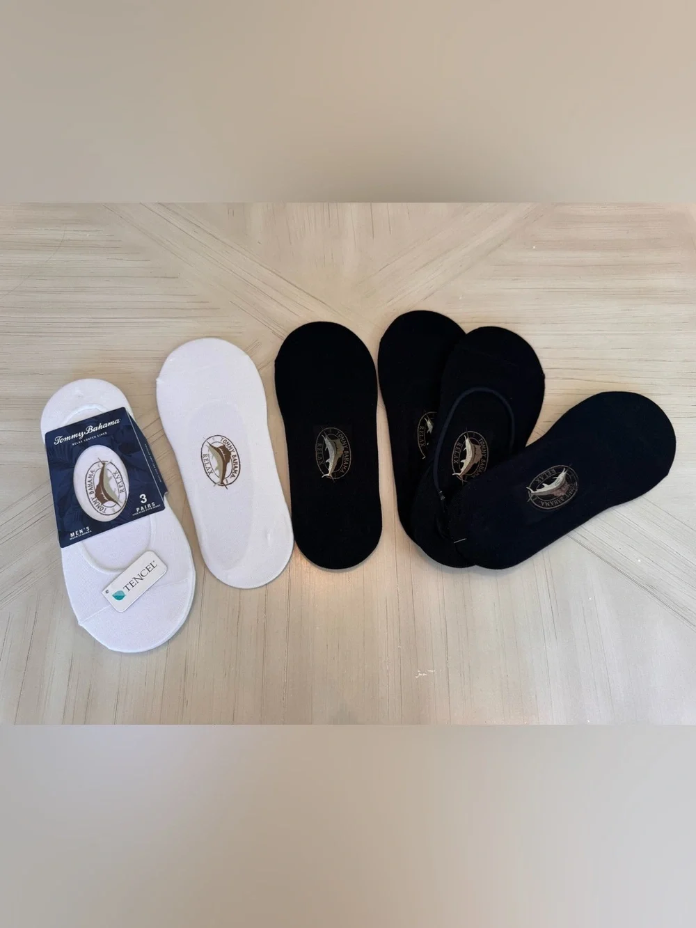 NWT Tommy Bahama Loafer Liner Socks Bundle of 8 | Black & White Pima Cotton